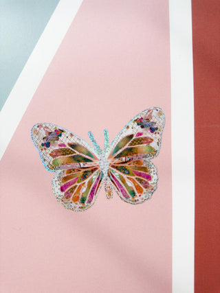 Glow Butterfly Sticker With Glitter Border