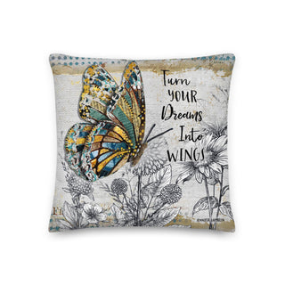 Dreams Butterfly And Wildflowers Throw Pillow