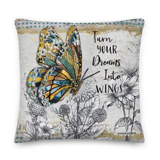 Dreams Butterfly And Wildflowers Throw Pillow