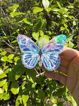 Ocean Blue Holographic Butterfly Sticker