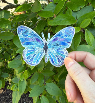 Ocean Blue Holographic Butterfly Sticker