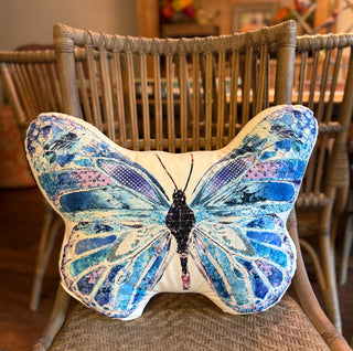 Ocean Blue Butterfly Throw Pillow