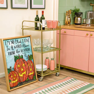 Glad October Pumpkins Art Print - Cute Halloween Positive Quote