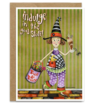 Good Stuff Witch Greeting Card - Cute Halloween Spider