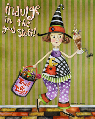 Good Stuff Witch Art Print - Cute Halloween Spider