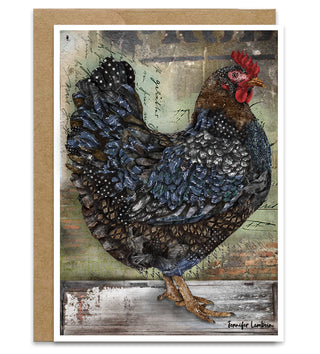Industrial Hen Greeting Card - Farmhouse Bird Art