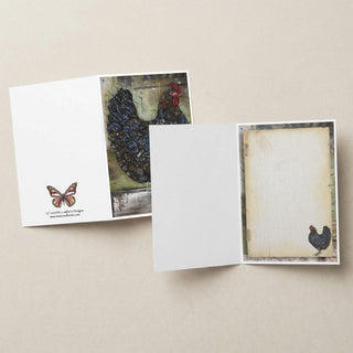 Industrial Hen Greeting Card - Farmhouse Bird Art