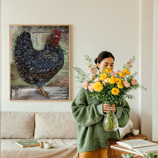 Industrial Hen Art Print - Farmhouse Chicken Bird