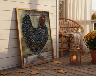 Industrial Hen Art Print - Farmhouse Chicken Bird
