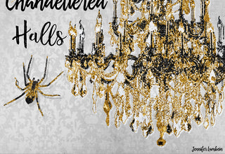 It Creeps Art Print - Halloween Spider And Chandelier Quote