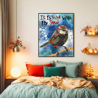 Soul Christmas Bird Art Print - It Is Well Positive Quote