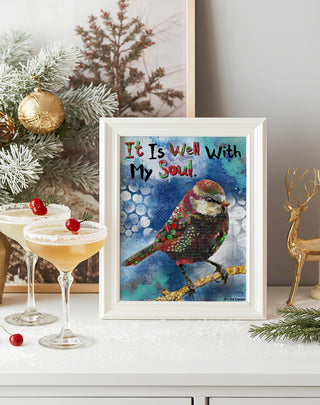 Soul Christmas Bird Art Print - It Is Well Positive Quote