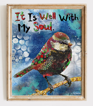 It Is Well Christmas Bird Art Print
