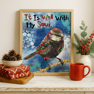 It Is Well Christmas Bird Art Print
