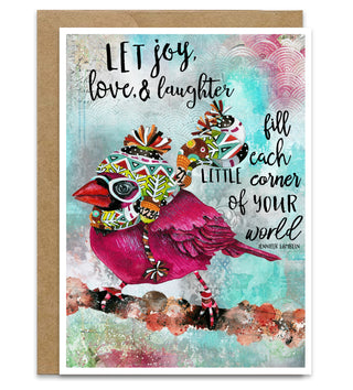 Joy Bird Holiday Greeting Card - Love & Laughter Positive Art