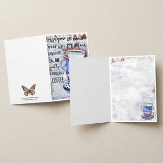 Joy Coffee Greeting Card - Love & Laughter Positive Quote