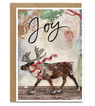 Reindeer Joy Greeting Card - Winter Woodland Animal Art