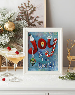 Joy To The World Art Print - Snowman Ornament & Bird