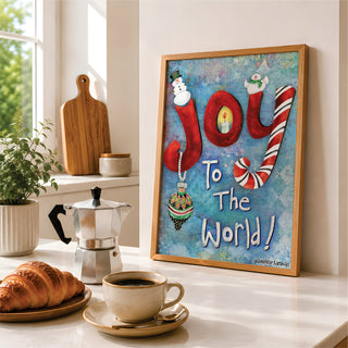 Joy To The World Art Print - Snowman Ornament & Bird