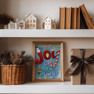 Joy To The World Art Print - Snowman Ornament & Bird