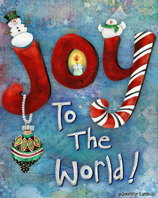 Joy To The World Art Print - Snowman Ornament & Bird