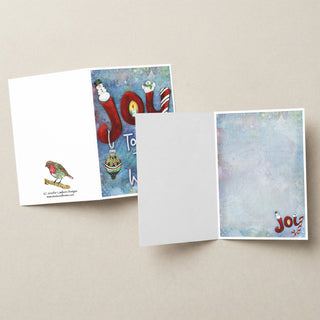 Joy World Greeting Card - Snowman Ornament & Bird Art