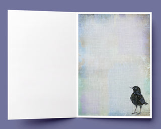 Believe Bird Greeting Card - Positive Quote Crow & Pumpkin Art