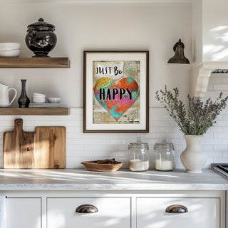 Just Be Happy Heart Art Print