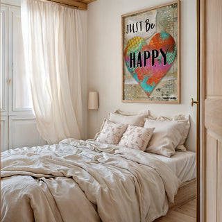 Just Be Happy Heart Art Print