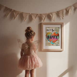 Just Be Happy Heart Art Print