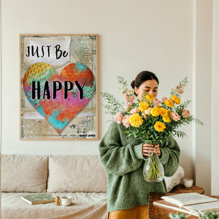 Just Be Happy Heart Art Print