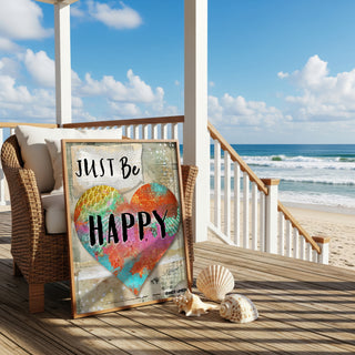 Just Be Happy Heart Art Print