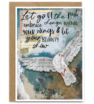 Let Go Dove Greeting Card - Inspirational Quote Bird Art
