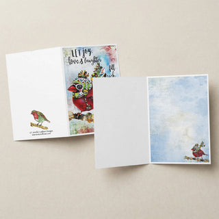 Let Joy Christmas Bird Greeting Card - Love & Laughter Cardinal Art