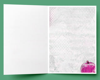 Magic Pink Pumpkin Greeting Card - Fall Halloween Raven Art Notecard