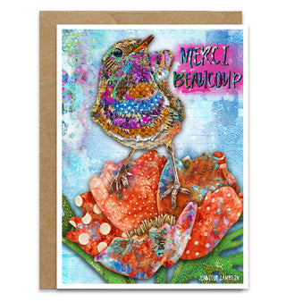 Merci Beaucoup Bird Greeting Card - Thank You Notecard