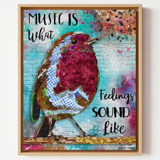 Music Bird Art Print - Musical Notes & Hearts - Musician & Music Lover