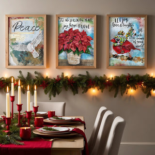 'Tis The Season Poinsettia Art Print - Peace Joy Hope & Love