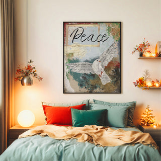 Peace Dove Art Print - Christmas Winter Nature Bird