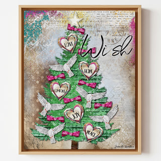Wish Peace Christmas Tree Art Print -  Love Comfort & Joy