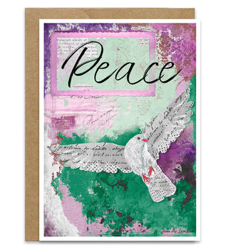 Pink Peace Dove Greeting Card - Inspirational Bird Art