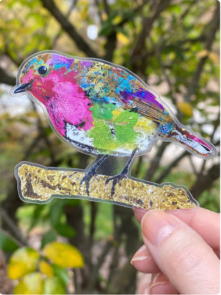 Pink Shine Bird Sticker