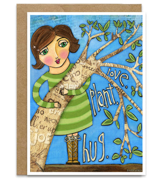 Plant Love Greeting Card - Positive Coffee Environmental Nature Art