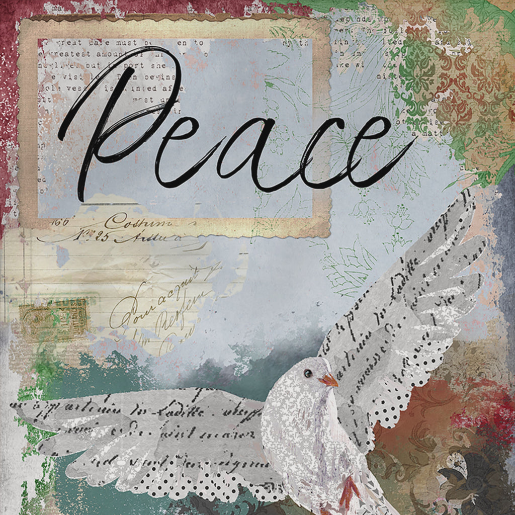 Peace dove artwork with textured background.