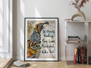 You Look Beautiful Quail Art Print - Whimsical Boho Cottagecore Bird