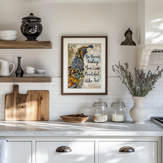 You Look Beautiful Quail Art Print - Whimsical Boho Cottagecore Bird