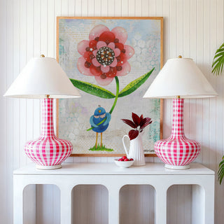 Red Wonder Wildflower Blue Bird Art Print - Bright Garden Home