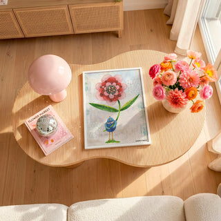 Red Wonder Wildflower Blue Bird Art Print - Bright Garden Home