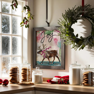 Joy Reindeer Art Print - Winter Woodland Animal Wall Decor
