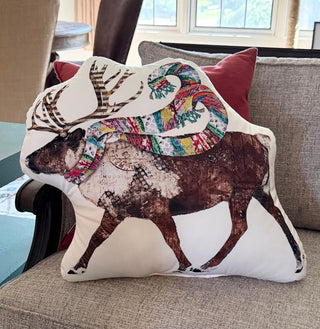 Holiday Reindeer Throw Pillow